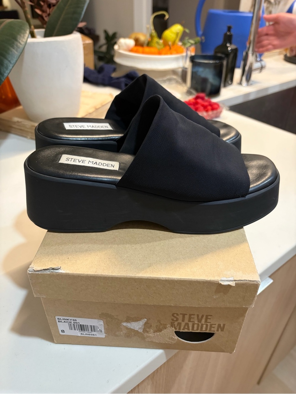 Steve Madden Black Slinky 90s Slip-On Platform